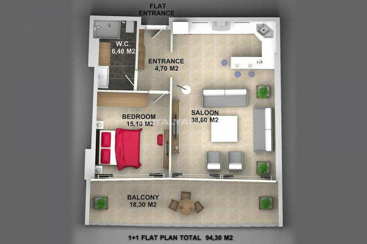 Квартира 4+1 в Анталии, Турция | SBB-44862