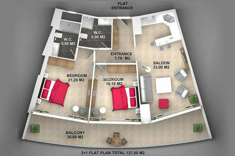 Квартира 4+1 в Анталии, Турция | SBB-44862