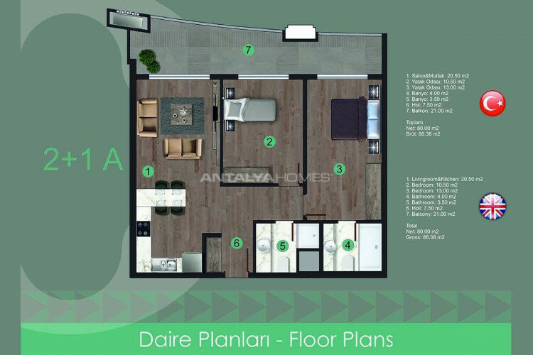 Квартира 3+1 в Анталии, Турция | STE-44912