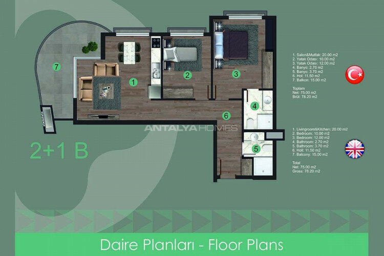 Квартира 3+1 в Анталии, Турция | STE-44912