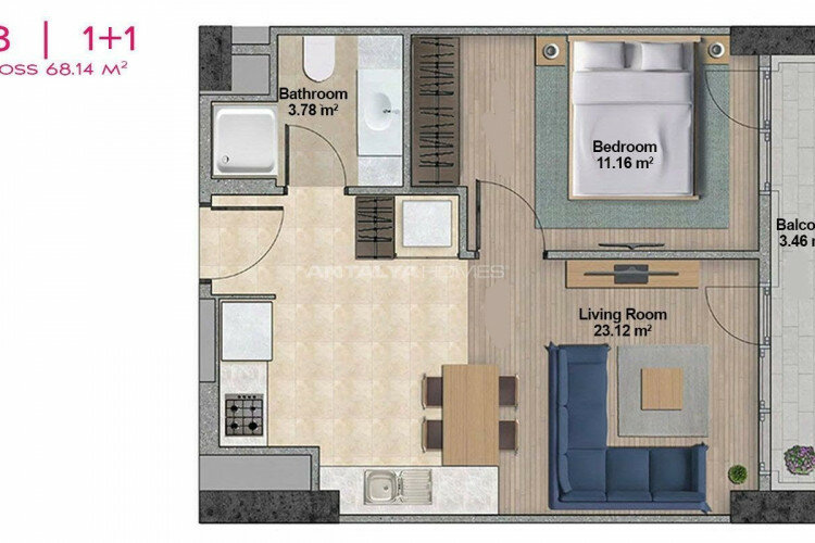 Квартира 1+1 в Стамбуле, Турция | PTE-46150