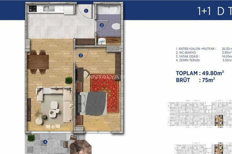 Квартира 2+1 в Стамбуле, Турция | PTE-46301