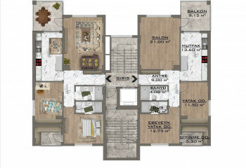 Квартира 3+1 в Бурсе, Турция | STE-46926