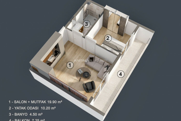 Квартира 1+1 в Муратпаше, Анталия, Турция | PKK-45450