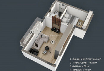Квартира 1+1 в Муратпаше, Анталия, Турция | PKK-45450