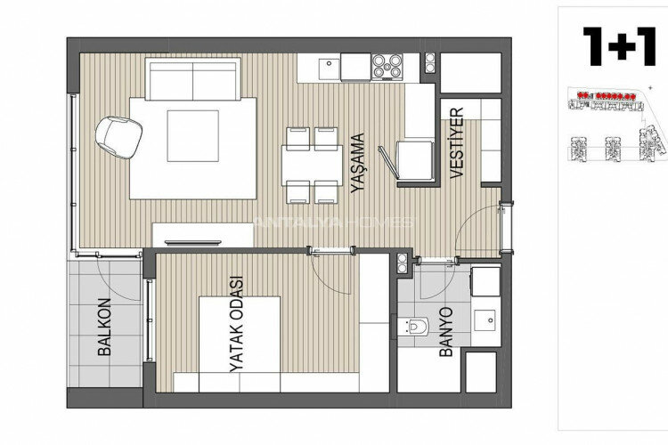 Квартира 1+1 в Кепезе, Анталия, Турция | STE-44853