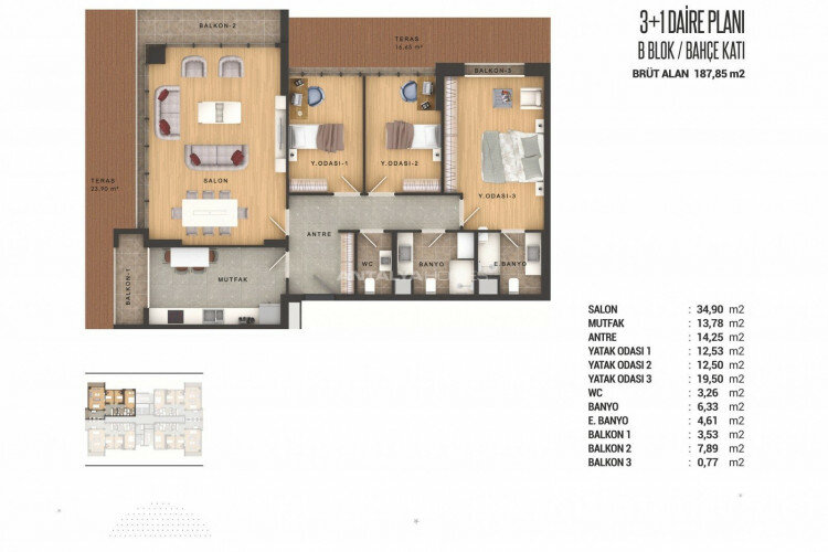 Квартира 2+1 в Стамбуле, Турция | PKK-46651