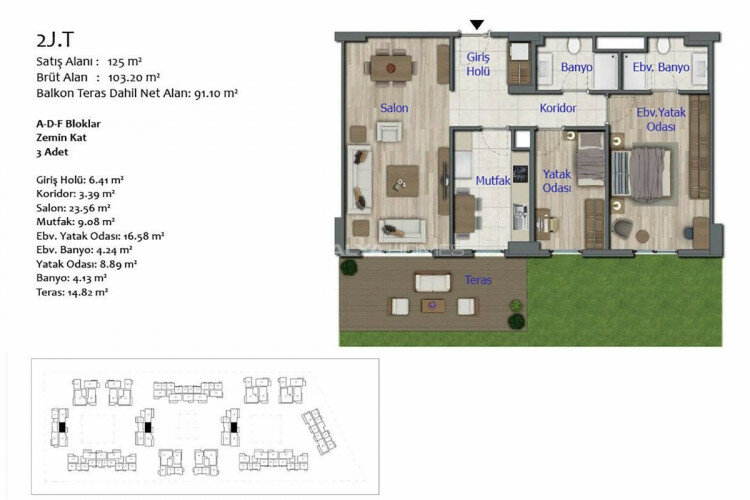 Квартира 2+1 в Кепезе, Анталия, Турция | SBB-44849