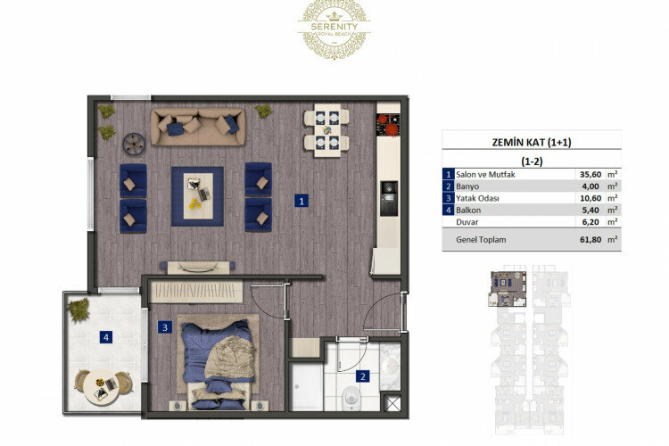 Квартира 1+1 в Оба, Алания, Турция | PBB-24384