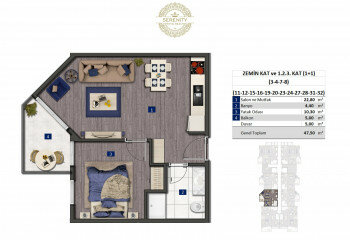 Квартира 1+1 в Оба, Алания, Турция | PBB-24384